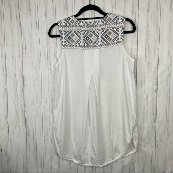 Prana white embroidered linen blend tank Small - Picture 3 of 5